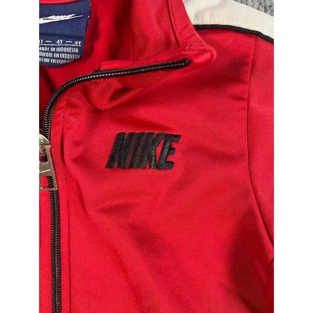 Nike Toddler 4T Red Track Jacket White Stripe Full Zip Athletic Logo